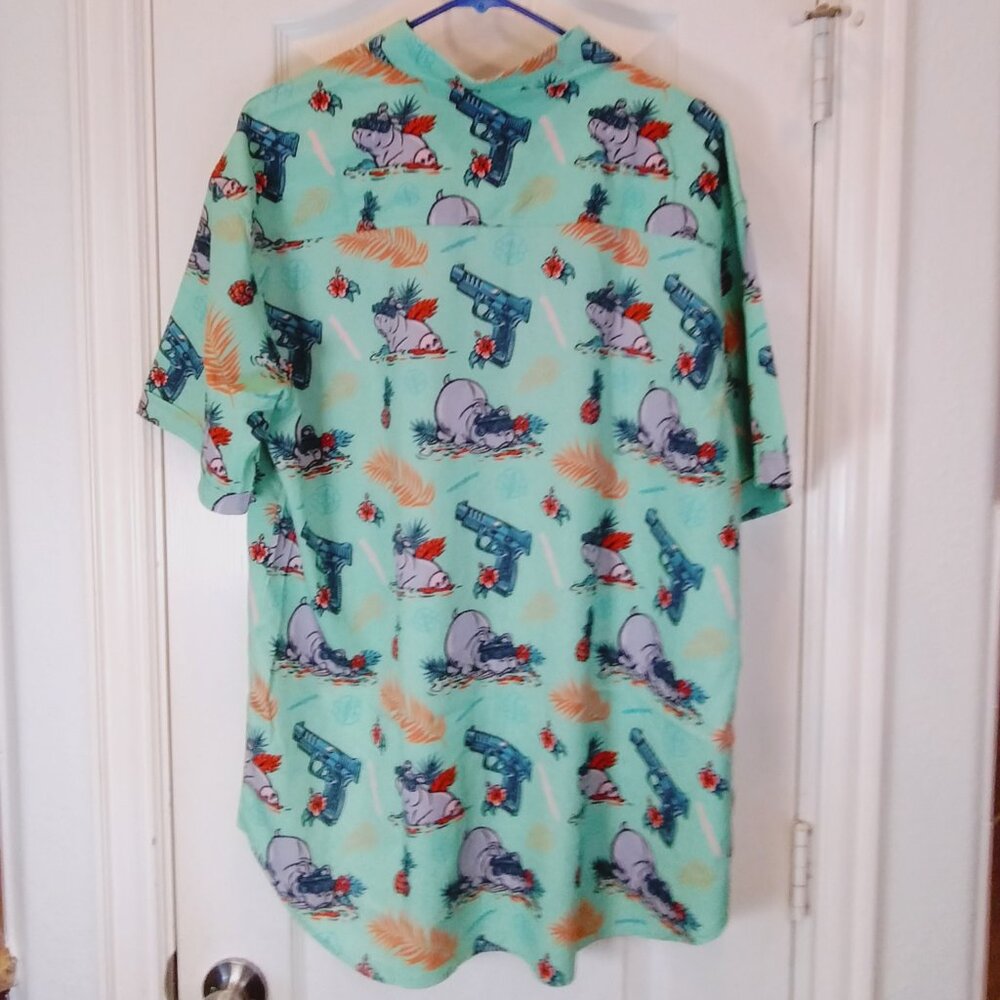 Nine Line x Sheepdog Response Hippo Hawaiian Shirt Green Size XL - Picture 3 of 10